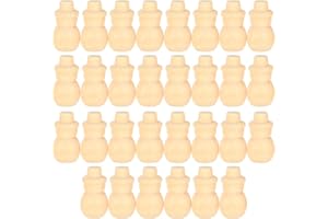 HEEPDD 30Pcs Peg Dolls Set, Snowman Shape Natural Unfinished Wooden Peg Doll Bodies Unpainted Decoration Toys DIY Ornaments Kindergarten Children Graffiti Solid Wood Decor Craft
