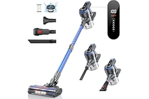 HONITURE Aspirateur Balai sans Fil S12, 33Kpa / 55min Aspirateur sans Fil Puissant Léger,5 Vitesses Contrôlés par Ecran Tactile, Conteneur 1,2L, Brosse LED pour Les Poils d'animaux,Tapis,Cuisine