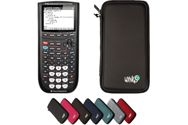 TEXAS INSTRUMENTS CALCUSO Pack économique: TI 82 Advanced Python Calculatrice Graphique + étui de Protection WYNGS Noir + e étendue de CALCUSO