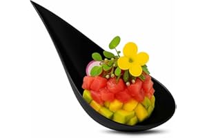 CHEFZOCO Cuchara Catering, Cuchara Lágrima Reciclable y Reutilizable, cuchara para eventos, bodas, Cubiertos para Degustación, Cubiertos para food trucks, Longitud 10 cm, Contiene 50 unidades