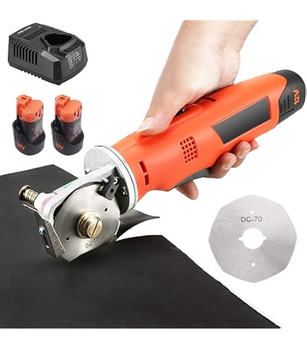 Taglierina Elettrica Per Tessuti KATSU - Lama 65 Mm, Spessore Taglio 22 Mm, 150W, Con Lama Extra, Ideale Per Pelle, Stoffa, Carta