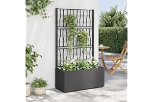 Myheimly Pflanzkübel mit Rankgitter Dunkelgrau 80x36x140 cm PP