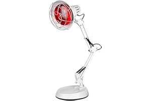 VOVIPO 150W Lampada di calore a infrarossi,Terapia del dolore alla luce rossa,Lampada di calore a infrarossi per casa con timer, Braccio leggero di supporto regolabile e controllo della temperatura,WH