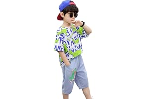 Volunboy Conjunto Niño Camiseta y Pantalones Cortos, Casual Manga Corta T-Shirt Jeans Shorts