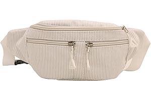 APMGONT Cord Bauchtasche für Damen und Herren Gürteltasche Damen Verstellbarer Gurt Hüfttasche Bauchtasche Klein Brusttasche Bum Bags aus Cord für Outdoor Sport Laufen (Weiß)
