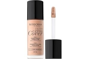Deborah Fondotinta 24ORE Extra Cover N.02 Beige SPF20, ad Altissima Coprenza e Lunga Tenuta, applicatore di precisione per uso correttore