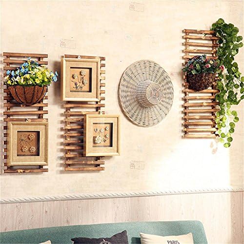 Rustic Style Wall Hanging Shelf Display Cabinet Unit Chic Vintage Ladder Hooks Climbing Plants