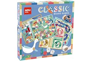 APLI Kids 19147 - Gry Reunited 4 w 1, zestaw 4 klasycznych Ilustrowanych gier stołowych: gęś, łata, drabiny i 4 w Raya.