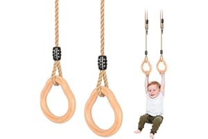 LYNDWIN Trapeze Balancoire, Accessoire Balancoire Exterieur pour Enfants Anneaux Trapeze Bois Multifonction Jeux Jardin Extérieur Trapèze pour Portique