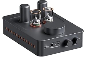 Fosi Audio GR70 Tube Headphone Amp Preamp, Authentic Tube-Amplification with Vacuum 5654W*2 & 6AC7*2, Mini HiFi Preamplifier for Home Audio, 3.5mm & 6.35mm Jacks Supporting 16-300 ohms Impedance