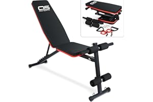 OZE SPORTS Adjustable Weight Bench - Utility Incline Decline Flat Foldable Bench Press sit up for Full Body Workout Home Exercise Gym Equipment – 7 Adjustable Positions & 2 Training Straps