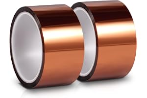 Värmebeständig tejp 2 rullar 50 mm x 33 m värmebeständig upp till 260 °C | Kapton tejp maskering restfri starkt lim för termisk sublimering utskrift 3D-skrivare lödning elektrisk isoleringstejp