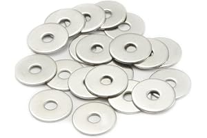 AMLOOPH M6 Washers, M6 x 25mm Metal Flat Penny Washer Thickness 1.5mm- A2 304 Stainless Steel Washers (20 Pack), Large OD Plain Wide Metal Round Flat Spacer Repair Washer for Screws Bolts