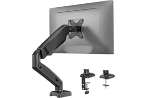 WALI Braccio Monitor Singolo Schermo 17-32”, Supporto Monitor Scrivania Molla a Gas Regolabile in Altezza, Rotazione e Inclinabile - VESA 75/100mm(GSMP001), Nero Opaco