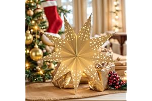 LIOOBO 2pcs Paper Star Lantern Lampshade White 7 Pointed Hollow Out Large Lantern Wedding Christmas Ceiling Wedding Party Birthday Hanging Pendant Decoration Supplies 45CM