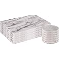Argon Tableware Marble Placemats & Round Coasters Set - 12pc - White - Kitchen Dining Table Mats Bar Drinks Coaster Protector Place Mats and Coasters for Home, Restaurant Catering