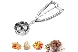 Micacorn Eisportionierer, Eisportionierer Edelstahl mit Auslöser, 6.3cm Eislöffel 304 Edelstahl Poliert Ice Cream Scoop für Eiscreme Obst Keksteig Kuchen Teig