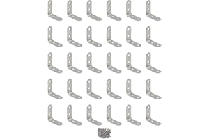 Rowiz 30PCS L Brace Set Stainless Steel 2mm Thicker Brace Corner Steel Joint Right Angle Bracket Fastener,Corner Brace,Wooden Furniture, Fixture Protector for Wood,40mm x 40mm x 16mm