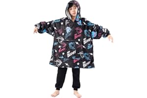 Delanhon Youtuber Gamer Merch Fleece Oversized Hoodie Blanket for Kids Boys Girls Wearable Warm Sweatshirt Teens Children