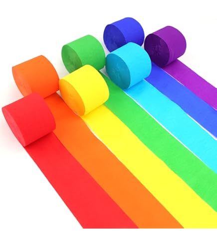 12 Rollen Krepppapier Bunt - 4,5cm X 25m Für Party, Hochzeit & Karneval