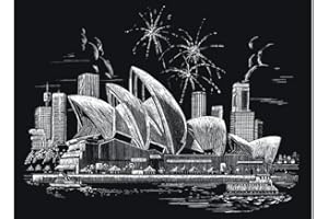MAJEN Royal Brush Manufacturing Kratzbild Sydney Opera House, Silber, 28 x 39 cm Sydney Opera House