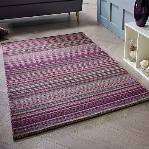 Carter Wool Rug Stripes Berry 120 x 170cm (4ft x 5ft3 approx)