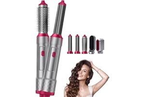 DINTO 5 in 1 Air Styler, Hot Air Brush, Hair Dryer Brush, Thermal Brush Magic Styler, Hair Dryer Brush, Hair Styling Appliances, Hair Styler, Straightening Brush (5 in 1 Grey/Pink)