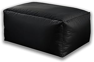 Kosiproducts Pouffe Footstool Bean bag Ottoman Rectangle Foots tool Water Resistant Indoor and Outdoor Use (Black 60x40x30)