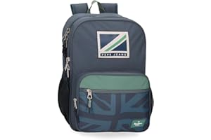 Pepe Jeans Tom Plecak szkolny z podwójną komorą, Niebieski, Talla única, Plecak dzienny