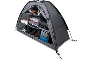 ASQUAR Armadio da campeggio pieghevole per tenda e camper, 9 scomparti, adatto per riporre vestiti, scarpe, snack, articoli da toeletta e giocattoli