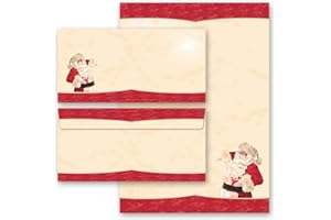 40 pezzi Set completo St Nicholas, BABBO NATALE - MOTIVO Natale 20 fogli di carta da lettera e 20 buste DIN LANG (senza finestra) | Paper-Media