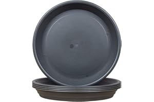 LIKOSO 5 Pcs Plants Saucers, Plastic Plant Pot Saucers, ​Flower Pot Drip Trays for Indoor and Outdoor Plants - Gray,14 CM