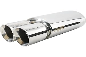 Simoni Racing ESR633 Rifle Silencieux de Sport Universel, Silencieux de Sport, échappement de Voiture Universel, Double Sortie Ronde, Acier Inoxydable