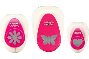 Vaessen Creative Motivstanzer Set Herz Blume Schmetterling, 12.0 x 8.5 x 4.5 cm