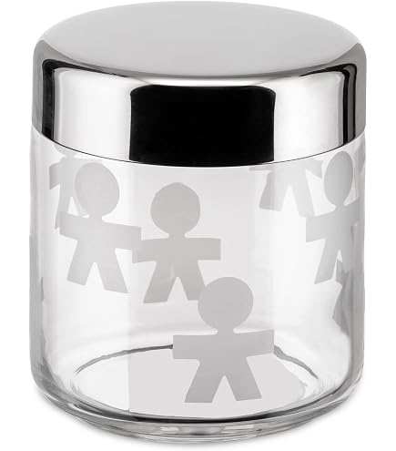 Boîte De Cuisine Design Alessi Gianni 'A Little Man Holding On Tight' – 90 Cl, Verre & Résine Noire