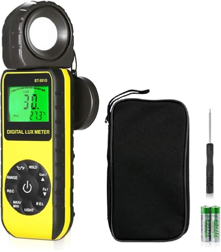 Ometro Digitale LX1330B Per Luce – Display LCD 18 Mm, 0-200.000 Lux / 0-20.000 FC, Precisione Alta, Data Hold E Max Hold, Per Fotografia E Illuminazione Professionale