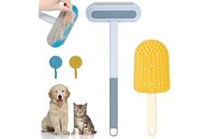 ZORUAM Pet Hair Remover for Carpet, 4 In 1 Multifunctional Pet Dog Cat Hair Remover, Double-Sided Dog Cleaning Brush Set With Hooks Carpet Rake, Reusable Pet Brush for Clothes Furniture Glass