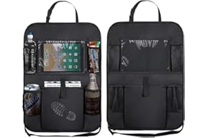 FUGLUS 2PCS protectores de respaldo de coche y organizador, tela Oxford 600D, resistente al agua, organizador para asiento trasero, protector de asiento de coche, protector de respaldo para coche