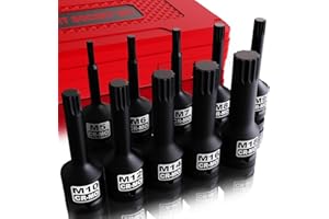 KIRXST 1/2 Inch Impact XZN Bit Socket Set, M5 - M18, 10 Piece 1/2" Drive Impact Triple Square Spline Bit Socket Set