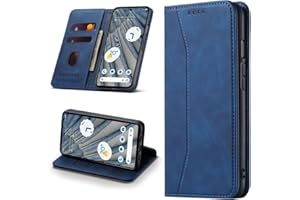 Leaisan Handyhülle für Google Pixel 7A Hülle Premium Leder Flip Klappbare Stoßfeste Magnetische [Standfunktion] [Kartenfächern] Schutzhülle für Pixel 7A Tasche - Blau
