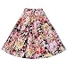 Eleery Fashion Women's Summer High Waist Vintage Flower Print Skirt Flared A Line Rock Roll Circle Midi Skirt