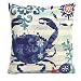 Vanki ocean serial Cotton Linen Square Decorative Throw Pillow Case Cushion Cover 18X 18 inches ,vintage retro blue crab Printing pattern