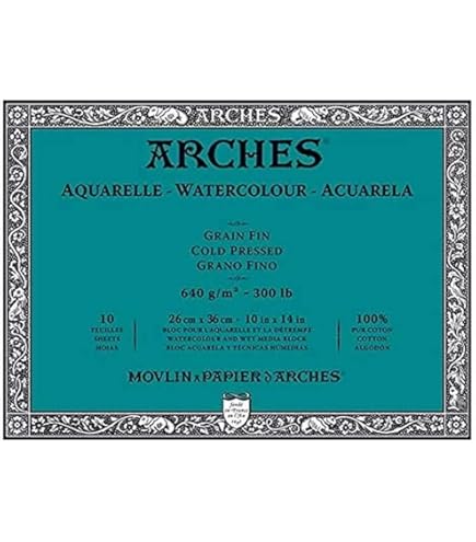 Arches 100% katoen Aquarelblok 300gram - GROF - 31x41cm - Arts and Crafts Holland Arches 100% katoen Aquarelblok 300gram - GROF - 31x41cm - Arts and Crafts Holland