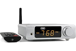 AOSHIDA TOPPING DX3 Pro+ LDAC Amplificatore per cuffie Hi-Fi XMOS XU208 Bluetooth USB/Ottico/Coassiale DSD512 32Bit/768kHz ES9038Q2M Audio Stereo DAC Amplificatore con Telecomando (Argento)