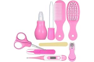 Joyeee Baby Grooming Kit Newborn, 8Pcs Baby Healthcare Kit Portable Baby Care Accessories Safety Scissors Clipper Hair Brush Comb Manicure Baby Nail Kit for Nursing Baby Heath