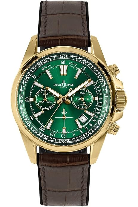Jacques Lemans Herren-Armbanduhr Chronograph Liverpool Braun/Grün
