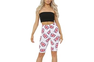 GOSTYLES® Womens Union Jack Print Leggings, Cami Vest Top, Cycling Shorts & Culottes, Ladies Summer Fashion British Flag Stretch Wear UK Printed Outfit Plus Sizes S-3XL