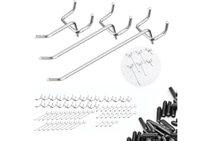Nivithi 60 Crochets Panneau Perforé 15cm/10cm/5cm - Idéal pour Organiser Outils sur Panneau Perforé Mural et Porte Outils Mural, Solution Robuste pour Atelier et Magasin, Espacement des Trous 2.5 cm