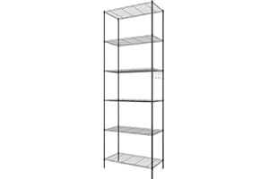 Himimi Estantería Estantería de Cocina Estantería en Metal con Ganchos Laterales de Cromado 54 x 29 x 160 cm,Negro