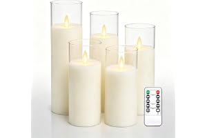 Da by Flamlösa ljus med glaseffekt 10 cm, 13 cm, 15 cm, 18 cm, 20 cm (4”, 5”, 6”, 7”, 8”) uppsättning av 5 droppfria riktiga